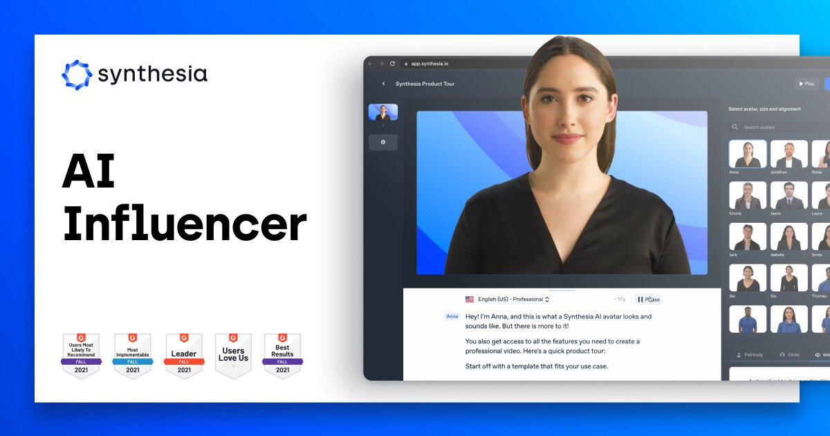 What is an ai influencer synthesia glossary